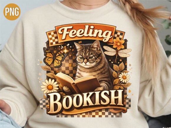 Bring Cozy Nostalgia to Your Projects with This Bookish Cat Graphic