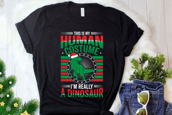 Dinosaur Christmas Vector Graphic Shirt: Festive Design for Creators
