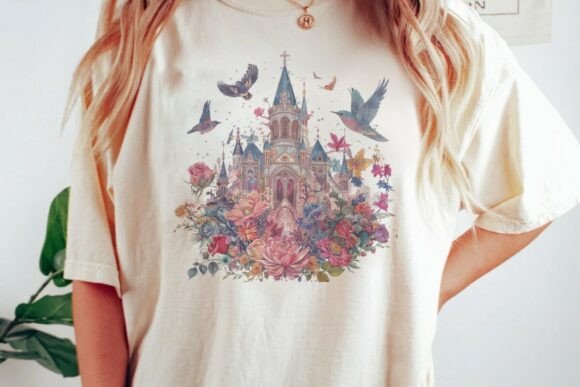 Enchant Your Designs with Castle Birds Floral Whimsy
