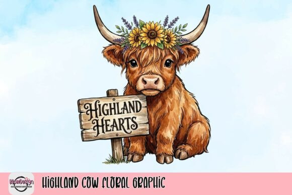 Highland Cow Floral Graphic: A Charming Design Asset