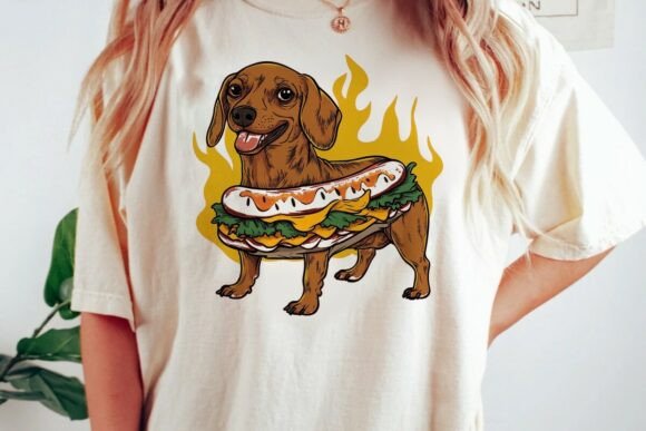 Hot Dog Dachshund Fire Graphic: A Playful Design Asset