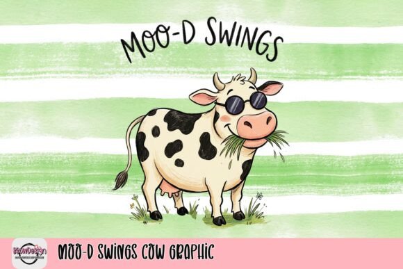 Moo-D Swings Cow Graphic: A Whimsical Design for Creative Projects