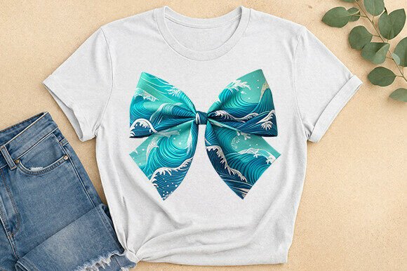 Ocean Wave Bow Graphic T-Shirt: Versatile Coastal Design