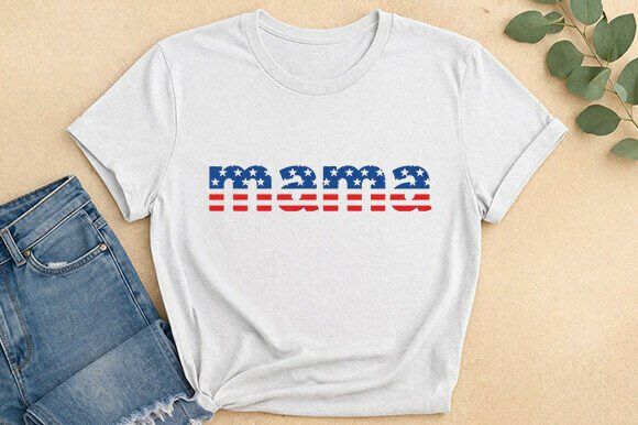 Patriotic Mama USA Flag Graphic Tee for Bold Projects