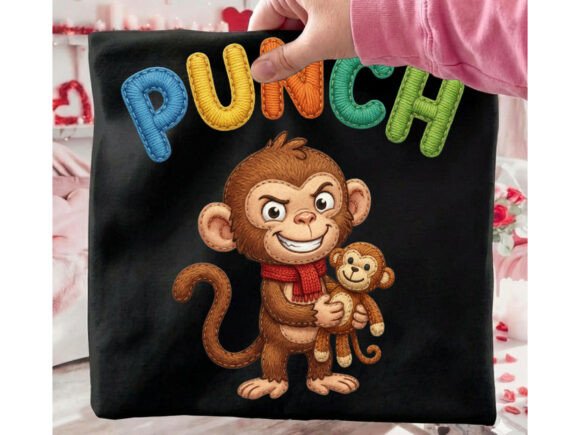 Punch Monkey Retro Animal Graphic Tshirt Design