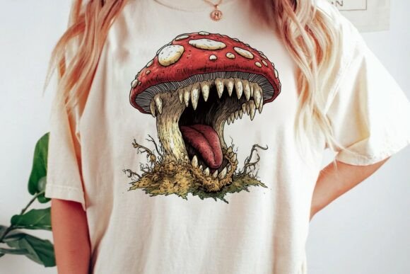 Terrifying Monster Mushroom Graphic: A Bold Design Asset