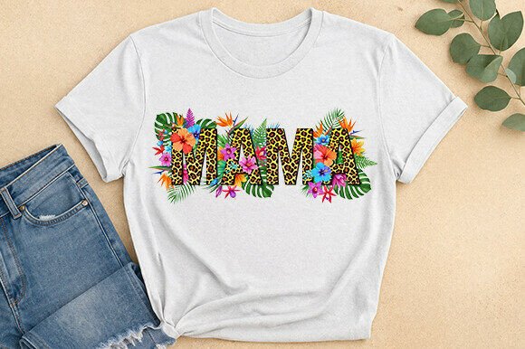 Unleashing Wild Elegance: The Leopard Floral Mama Tropical Graphic Tee