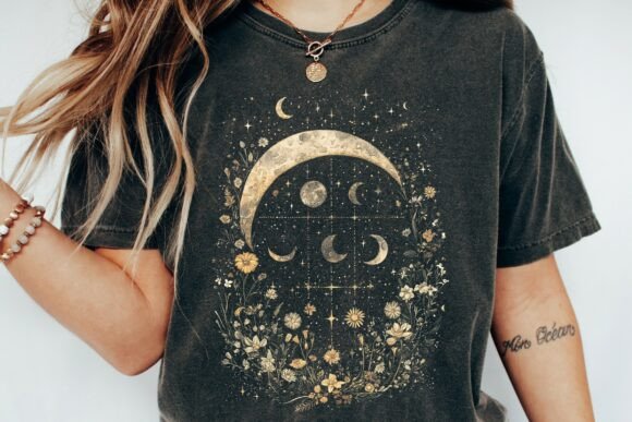 Unlock Creative Magic with the Celestial Moon Flower Garden Graphic PNG